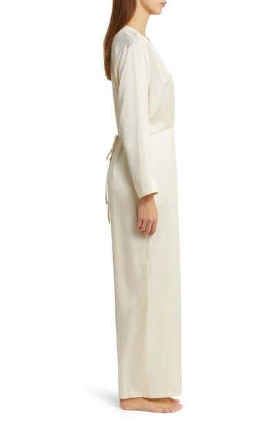 Shop Lunya Long Sleeve Washable Silk Jumpsuit In Swan White