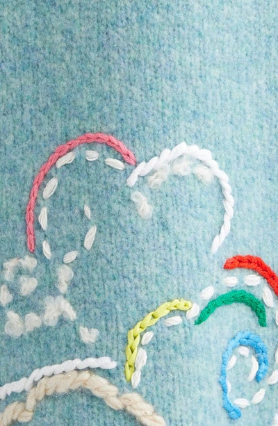 Yanyan Cloud Embroidered Wool Blend Skirt In Blue