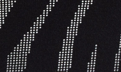 Shop Retroféte Kaisley Zebra Stripe Embellished Cotton & Cashmere Halter Sweater Dress In Black/ Silver Zebra