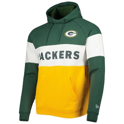 Shop New Era Gold Green Bay Packers Colorblock Current Pullover Hoodie
