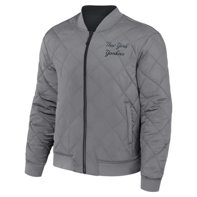 Shop Darius Rucker Collection By Fanatics Black/gray New York Yankees Reversible Full-zip Bomber Jacket