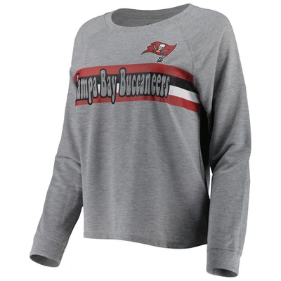 Shop Outerstuff Juniors Heathered Gray Tampa Bay Buccaneers All Striped Up Raglan Long Sleeve T-shirt In Heather Gray