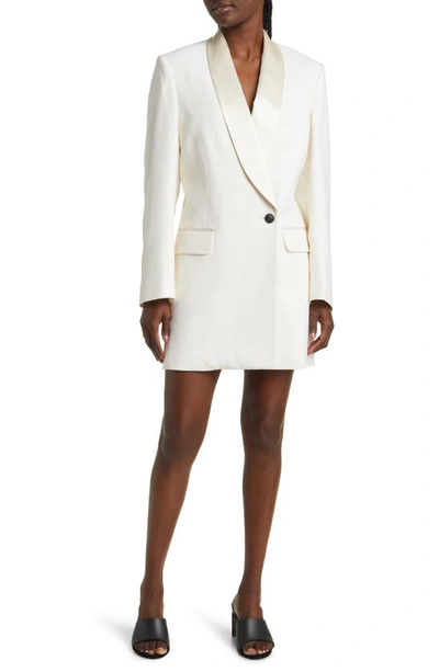 Shop Rag & Bone Femi Long Sleeve Virgin Wool Blend Tuxedo Dress In White