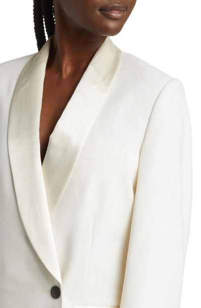 Shop Rag & Bone Femi Long Sleeve Virgin Wool Blend Tuxedo Dress In White