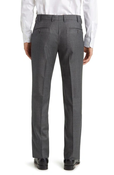 Zanella Parker Classic Wool Sharkskin Dress Pants In Med Grey