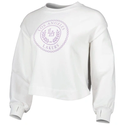 Shop Lusso White Los Angeles Lakers Lola Ball And Chain Pullover Sweatshirt