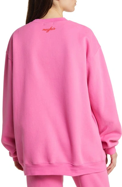 Shop The Mayfair Group Empathy Always Embroidered Oversize Fleece Sweatshirt In Pink