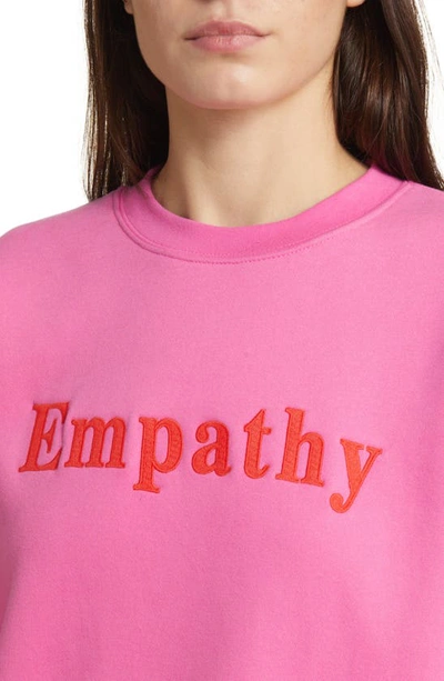 Shop The Mayfair Group Empathy Always Embroidered Oversize Fleece Sweatshirt In Pink