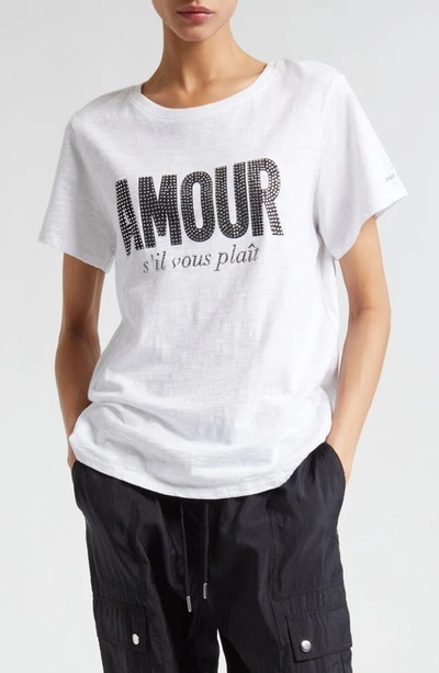 Shop Cinq À Sept Amour Rhinestone Embellished Cotton Graphic T-shirt In White/ Black