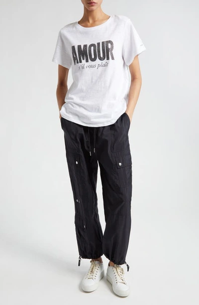 Shop Cinq À Sept Amour Rhinestone Embellished Cotton Graphic T-shirt In White/ Black