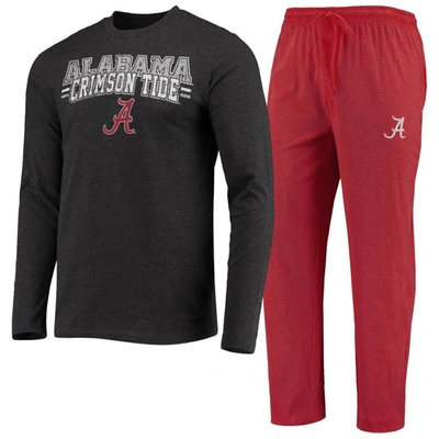 Shop Concepts Sport Crimson/heathered Charcoal Alabama Crimson Tide Meter Long Sleeve T-shirt & Pants Sle