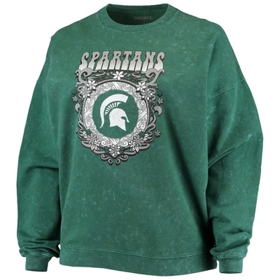 Shop Zoozatz Green Michigan State Spartans Garment Wash Oversized Vintage Pullover Sweatshirt