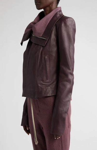 Shop Rick Owens Asymmetric Leather & Virgin Wool Biker Jacket In Amethyst