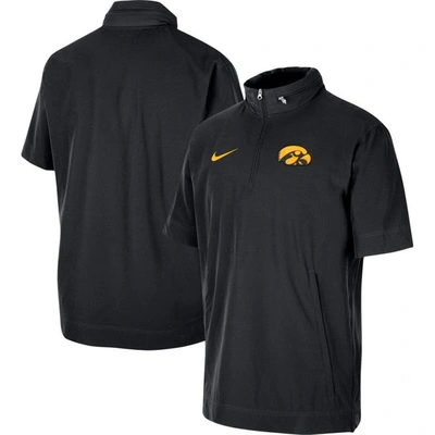Shop Nike Black Iowa Hawkeyes Coaches Half-zip Short Sleeve Jacket