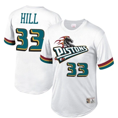 Shop Mitchell & Ness Grant Hill White Detroit Pistons Hardwood Classics Stitch Name & Number T-shirt