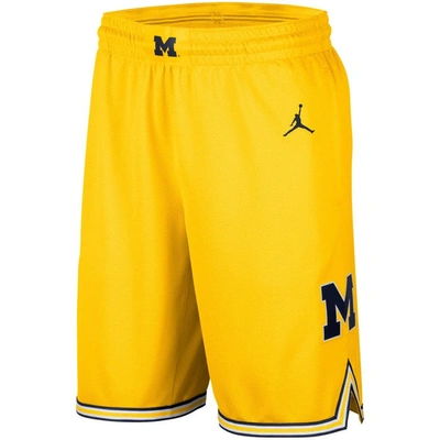 Shop Jordan Brand Maize Michigan Wolverines Replica Team Basketball Shorts