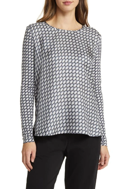 Max Mara Geometric-print Scoop-neck Jersey Top In Medium Grey