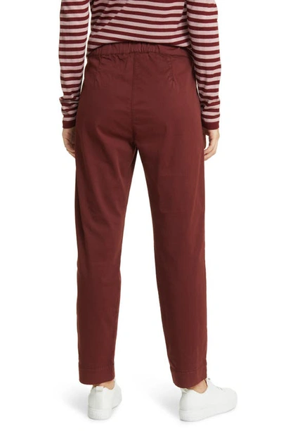 Max Mara Terreno Drawstring Stretch Cotton Ankle Pants In Brick Red