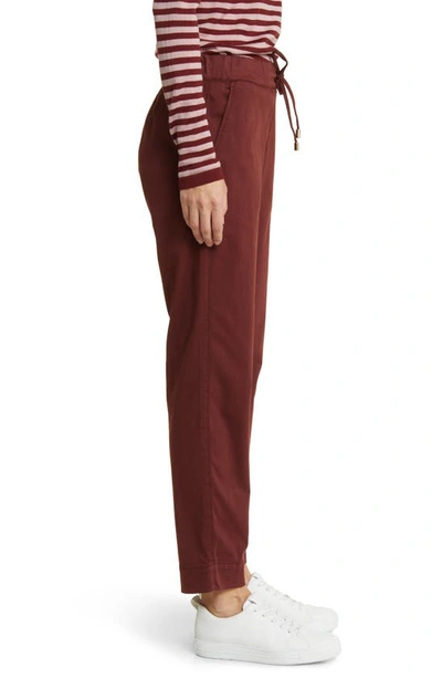 Max Mara Terreno Drawstring Stretch Cotton Ankle Pants In Brick Red