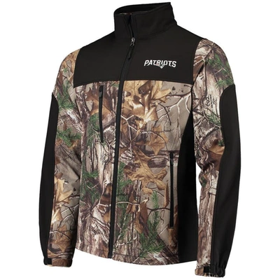 Dunbrooke Men's  Realtree Camo And Black New England Patriots Circle Hunter Softshell Full-zip Jacket In Realtree Camo