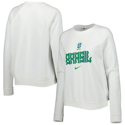 Shop Nike White Brazil National Team Lockup Varsity Tri-blend Raglan Pullover Sweatshirt
