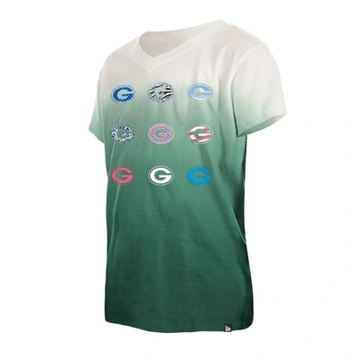 Shop New Era Youth  Green Green Bay Packers Multi Logo Ombre V-neck T-shirt
