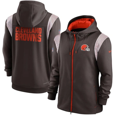 Shop Nike Brown Cleveland Browns Performance Sideline Lockup Full-zip Hoodie