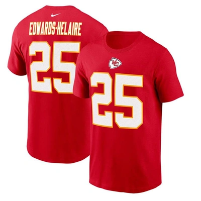 Shop Nike Clyde Edwards-helaire Red Kansas City Chiefs Player Name & Number T-shirt