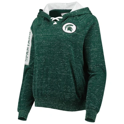 Shop Colosseum Green Michigan State Spartans The Devil Speckle Lace-placket Raglan Pullover Hoodie