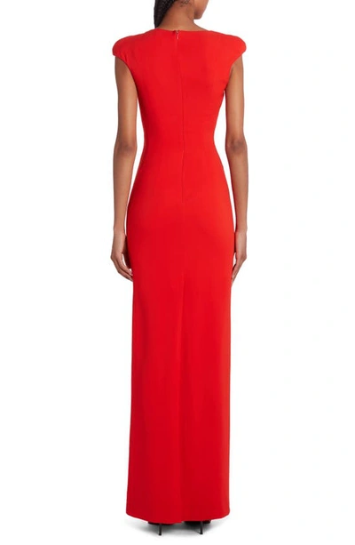 Shop Tom Ford Asymmetric Neck Silk Georgette Gown In Blood Orange