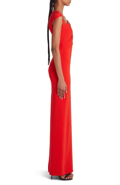 Shop Tom Ford Asymmetric Neck Silk Georgette Gown In Blood Orange