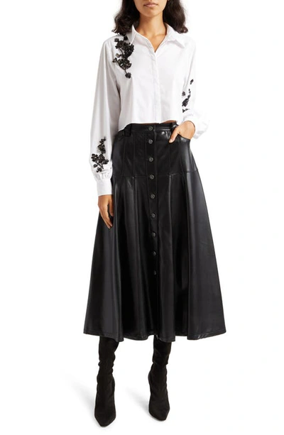 Cinq À Sept Veena Vegan Leather Midi Skirt In Black