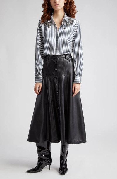 Cinq À Sept Veena Vegan Leather Midi Skirt In Black