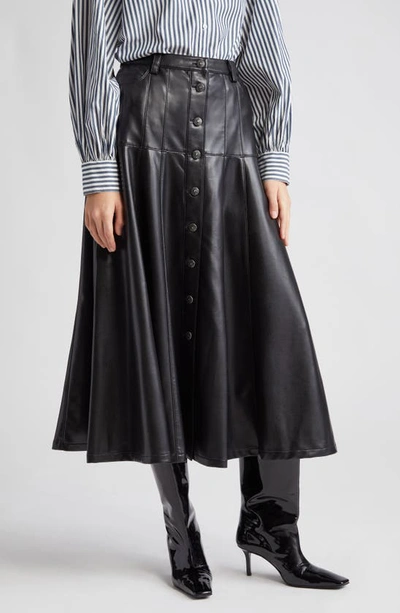 Cinq À Sept Veena Vegan Leather Midi Skirt In Black