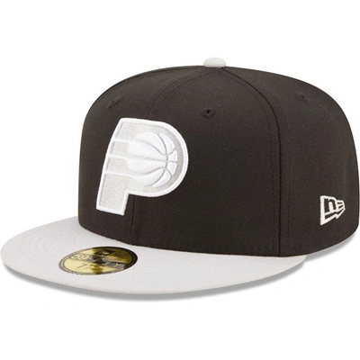 Shop New Era Black/gray Indiana Pacers Two-tone Color Pack 59fifty Fitted Hat