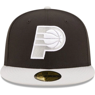 Shop New Era Black/gray Indiana Pacers Two-tone Color Pack 59fifty Fitted Hat