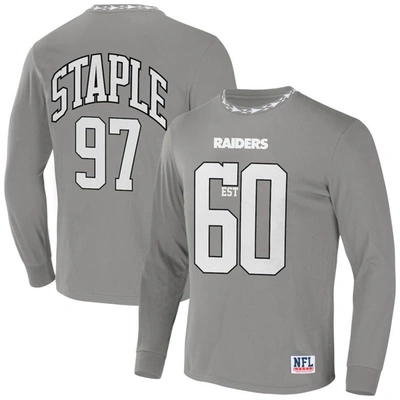 Shop Staple Nfl X  Gray Las Vegas Raiders Core Team Long Sleeve T-shirt