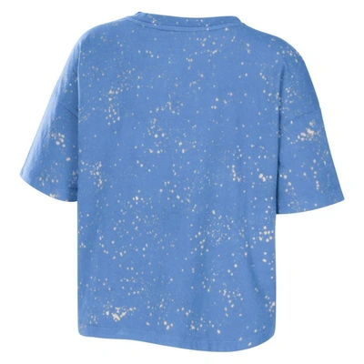 Wear By Erin Andrews Carolina Blue North Carolina Tar Heels Bleach Wash Splatter Notch Neck T-shirt In Light Blue