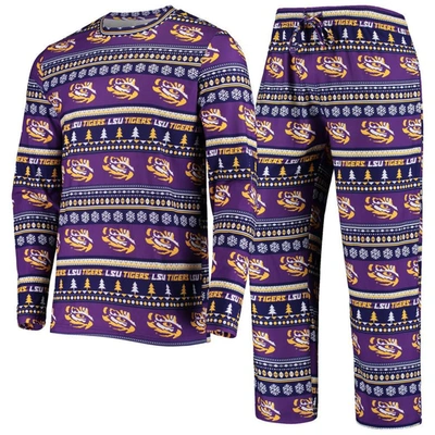 Shop Concepts Sport Purple Lsu Tigers Ugly Sweater Knit Long Sleeve Top And Pant Set