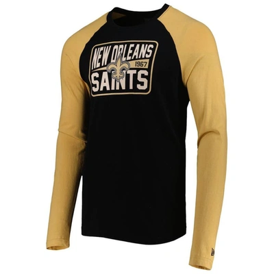 Shop New Era Black New Orleans Saints Current Raglan Long Sleeve T-shirt