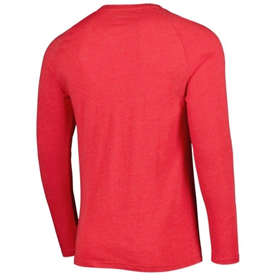 Shop Concepts Sport Heathered Red Chicago Bulls Left Chest Henley Raglan Long Sleeve T-shirt In Heather Red