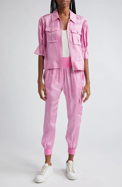 Cinq À Sept Holly Short-sleeve Sateen Jacket In Primrose