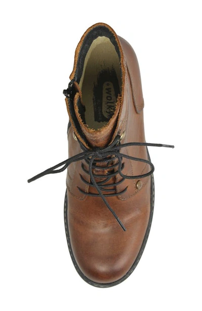 Wolky Red Deer Water Resistant Bootie In Cognac Softy Wax Leather