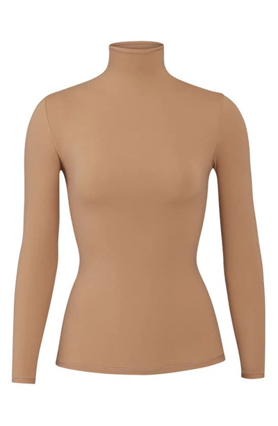 Shop Skims Fits Everybody Funnel Neck Top In Sienna