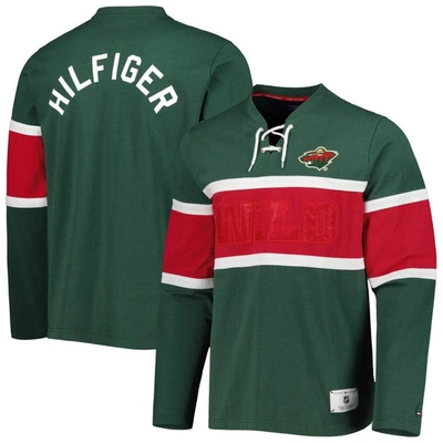 Shop Tommy Hilfiger Green Minnesota Wild Walter Lace-up Long Sleeve Top