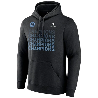 Shop Fanatics Branded Black New York City Fc 2021 Mls Cup Champions Standard Fitted Pullover Hoodie