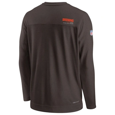 Shop Nike Brown Cleveland Browns Sideline Coach Chevron Lock Up Long Sleeve V-neck Performance T-shirt