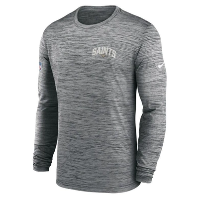 Shop Nike Gray New Orleans Saints Sideline Velocity Athletic Stack Performance Long Sleeve T-shirt