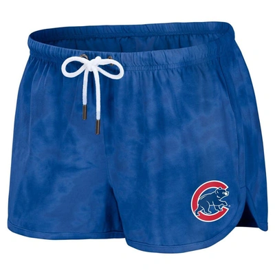 Shop Wear By Erin Andrews Royal Chicago Cubs Tie-dye Cropped Pullover Sweatshirt & Shorts Lounge Set