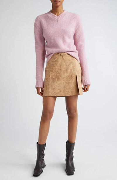 Shop Paloma Wool Vittoria Lambskin Leather Miniskirt In Beige